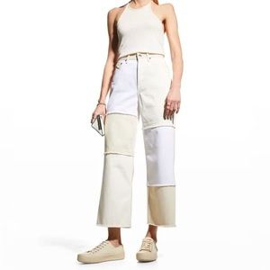Rails The Getty Crop Beige Patchwork High Rise Cropped Wide Leg Jeans